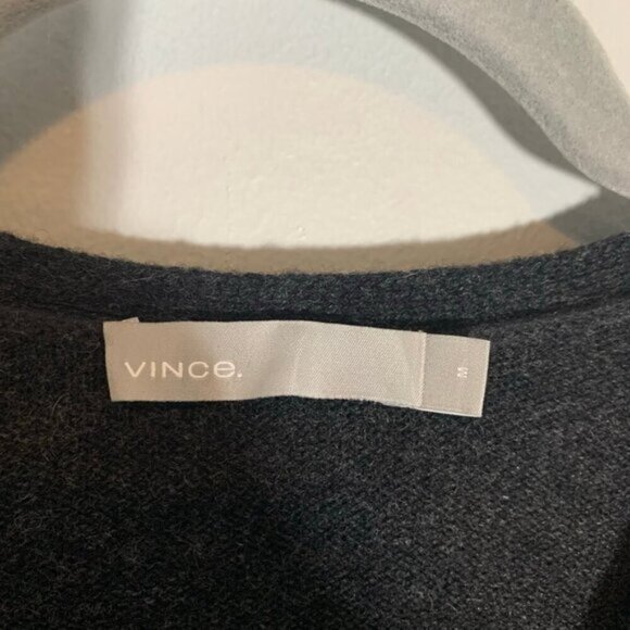 Vince v-neck long sleeve wool cashmere high slit midi dress - Picture 4 of 9